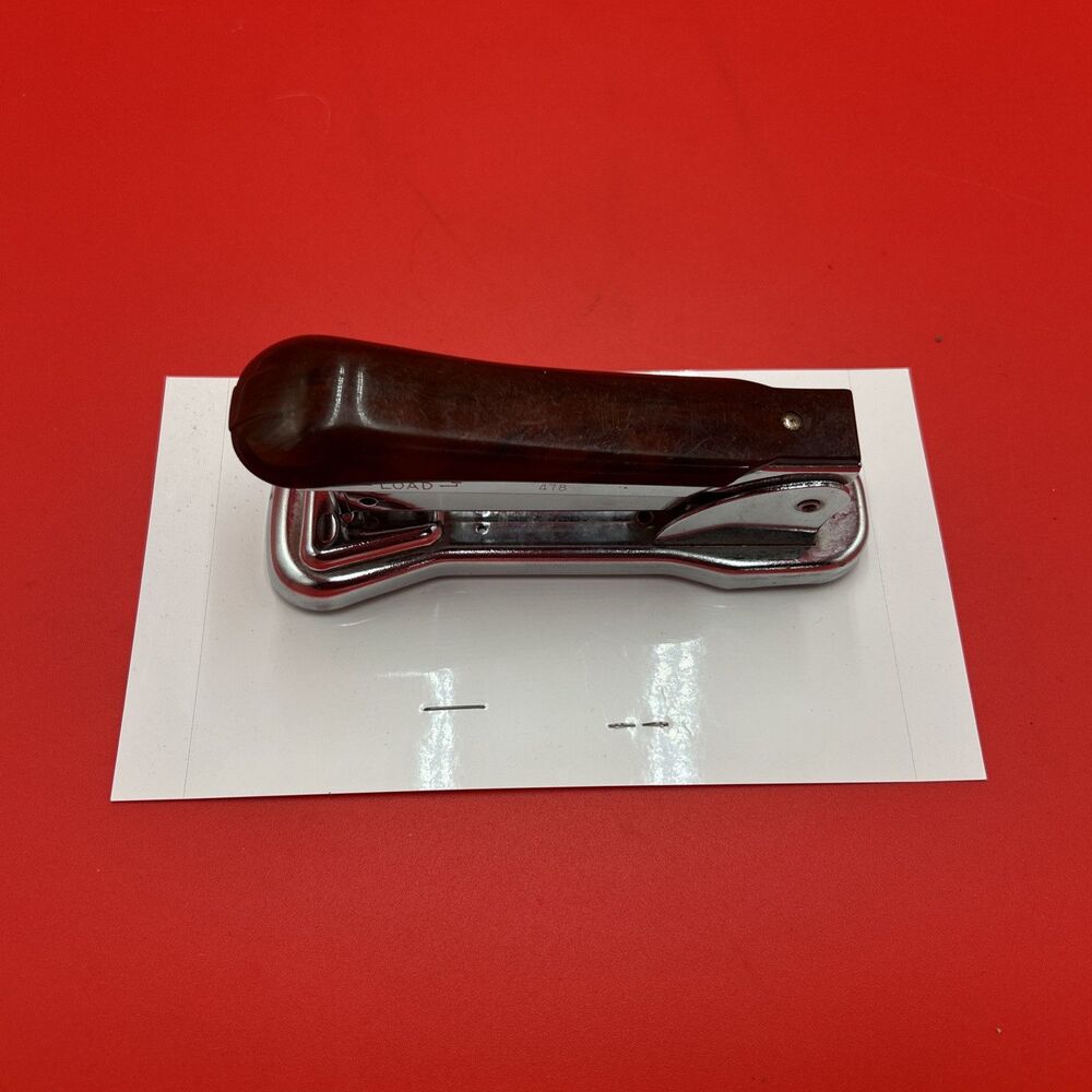 Ace Cadet Liftop Stapler, Model 302 Marbelized Brown Top Chrome Chicago Vintage